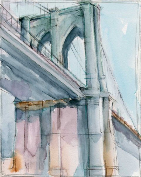Watercolor Bridge Study II by Ethan Harper - Hand-Painted Oil Painting Reproduction