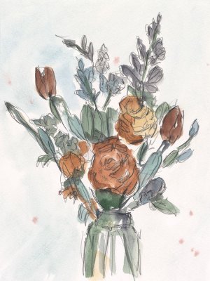 Watercolor Floral Arrangement II by Ethan Harper Oil Painting