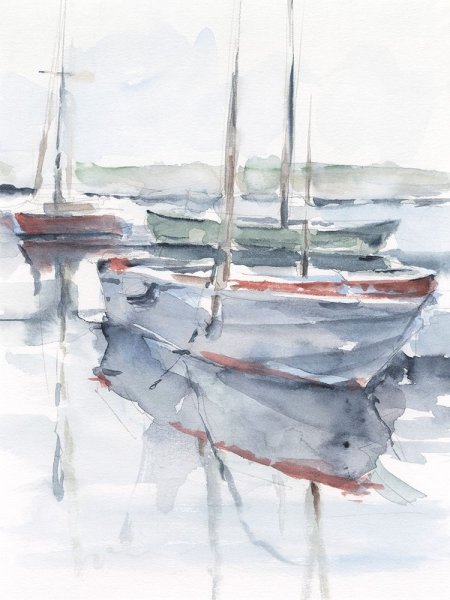 Main Product Photo of Watercolor Harbor Study I Painting by Ethan Harper