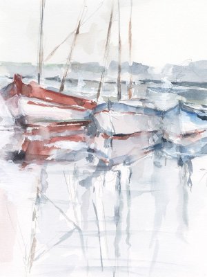Watercolor Harbor Study II by Ethan Harper Oil Painting