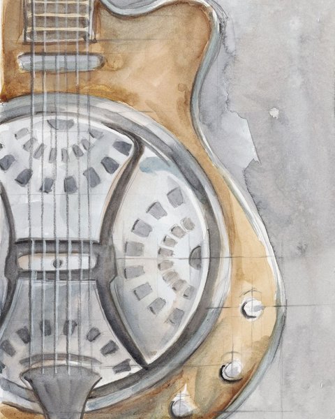 Watercolor Instrument Study III by Ethan Harper - Hand-Painted Oil Painting Reproduction
