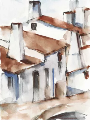 White Cottages I by Ethan Harper Oil Painting