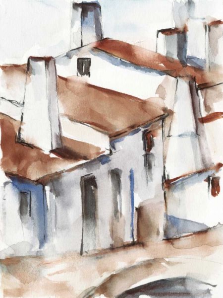 Main Product Photo of White Cottages I Painting by Ethan Harper
