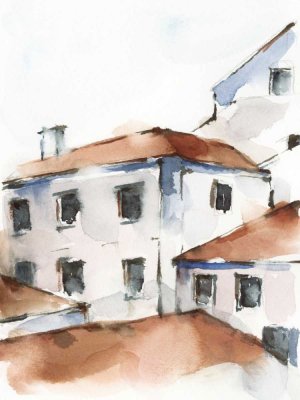 White Cottages III by Ethan Harper Oil Painting