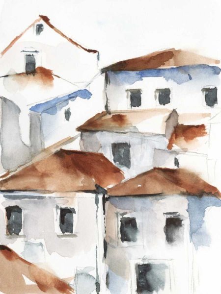 Main Product Photo of White Cottages IV Painting by Ethan Harper