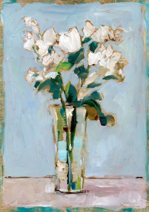 White Floral Arrangement I by Ethan Harper Oil Painting