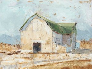 Whitewashed Barn IV Oil Painting by Ethan Harper - Contemporary
