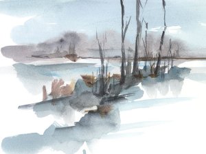 Winter Stream Watercolor I by Ethan Harper Oil Painting