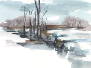 Winter Stream Watercolor II by Ethan Harper Oil Painting