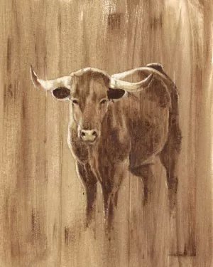 Wood Panel Longhorn Oil painting by Ethan Harper