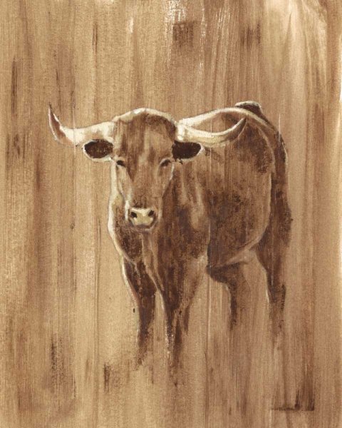 Main Product Photo of Wood Panel Longhorn Painting by Ethan Harper