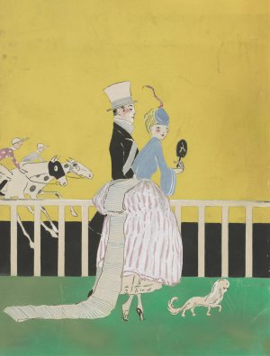 Couple at the races by Ethel Plummer Oil Painting