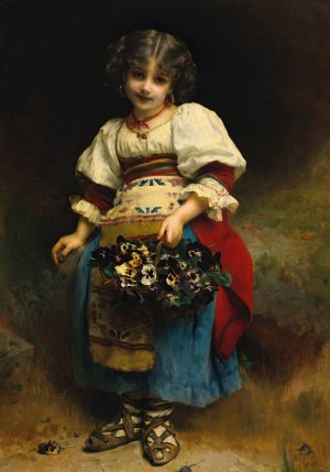 A Basket Of Flowers by Etienne Adolphe Piot Oil Painting
