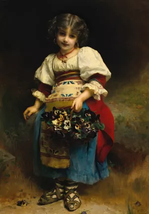 A Basket Of Flowers by Etienne Adolphe Piot Oil Painting