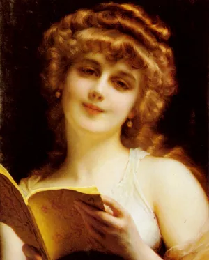 A Blonde Beauty Holding a Book painting by Etienne Adolphe Piot