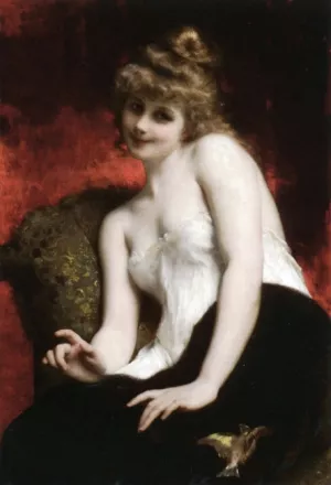 A Young Beauty by Etienne Adolphe Piot Oil Painting