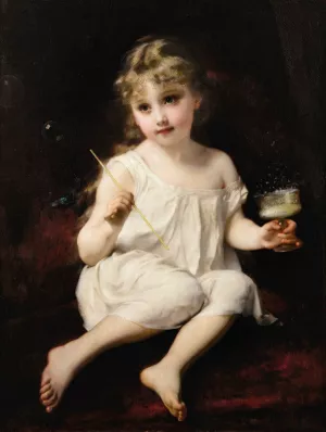 Les Bulles De Savon by Etienne Adolphe Piot Oil Painting