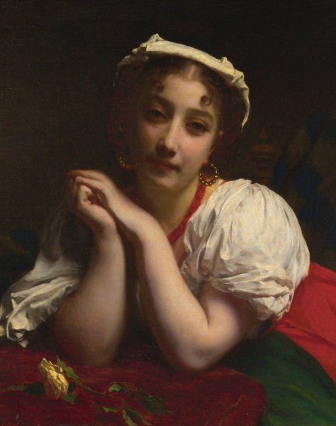 Main Product Photo of Young Italian Woman Painting by Etienne Adolphe Piot