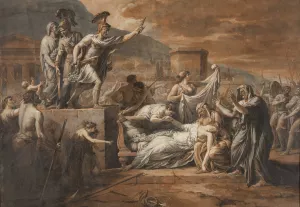 Horatius Slaying his Sister Camilla after the Defeat of the Curiatii Oil painting by Etienne Barthelemy Garnier
