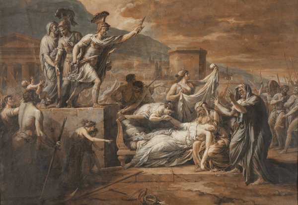 Main Product Photo of Horatius Slaying his Sister Camilla after the Defeat of the Curiatii  Painting by Etienne Barthelemy Garnier