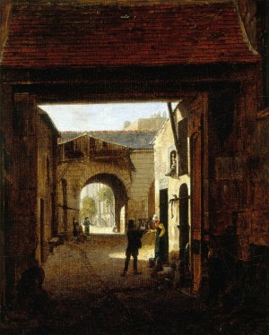 Cour d'une maison de roulage, rue Saint-Denis, dite cour Sainte-Catherine Oil painting by Etienne Bouhot