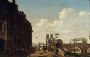 L'empereur visitant la Halle aux vins et a l'eau de vie Oil painting by Etienne Bouhot