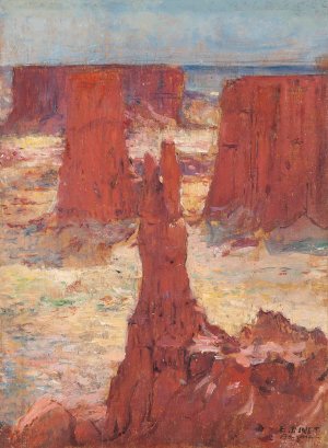 An Algerian mountain range by Etienne Dinet Oil Painting