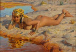 Au bord de l'Oued by Etienne Dinet Oil Painting