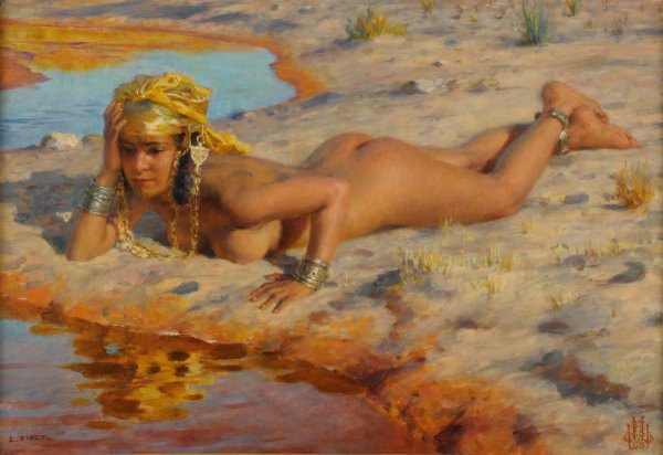 Main Product Photo of Au bord de l'Oued Painting by Etienne Dinet