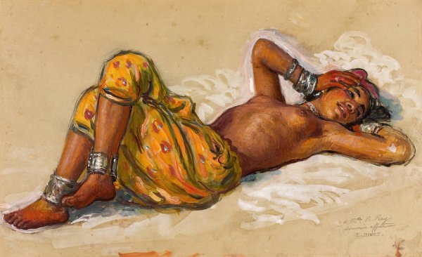 Baigneuse aux bijoux by Etienne Dinet - Hand-Painted Oil Painting Reproduction