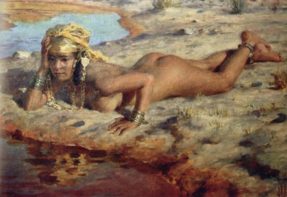 Main Product Photo of By the Wadi Painting by Etienne Dinet