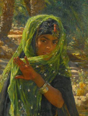 Fillette Se Voilant by Etienne Dinet Oil Painting