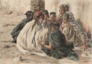 Jeux de Fillettes a Laghouat by Etienne Dinet Oil Painting