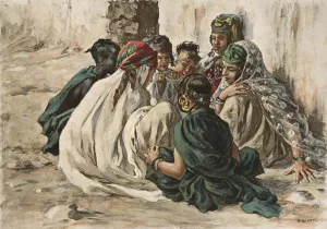Jeux de Fillettes a Laghouat by Etienne Dinet Oil Painting