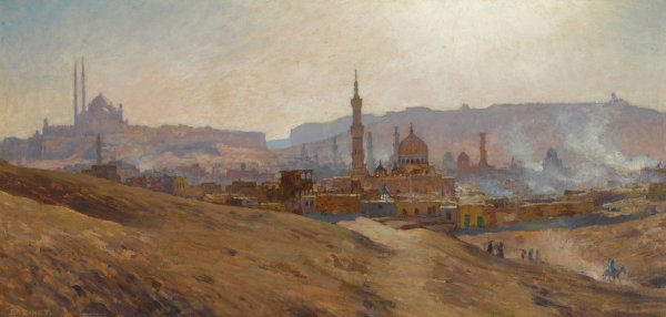 Le Caire, Brume, Poussiere Et Fumees Du Soir by Etienne Dinet - Hand-Painted Oil Painting Reproduction