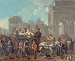 La Conduite des filles de joie a la Salpetriere; le passage pres de la porte Saint-Bernard by Etienne Jeaurat Oil Painting