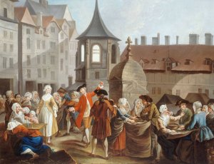 Les ecosseuses de pois de la Halle by Etienne Jeaurat Oil Painting