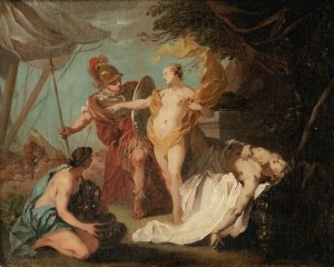 Sketch for Achilles leaving to avenge the death of Patroclus by Etienne Jeaurat Oil Painting