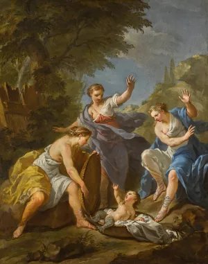 The Daughters Of Cecrops Discovering Erichthonius by Etienne Jeaurat Oil Painting