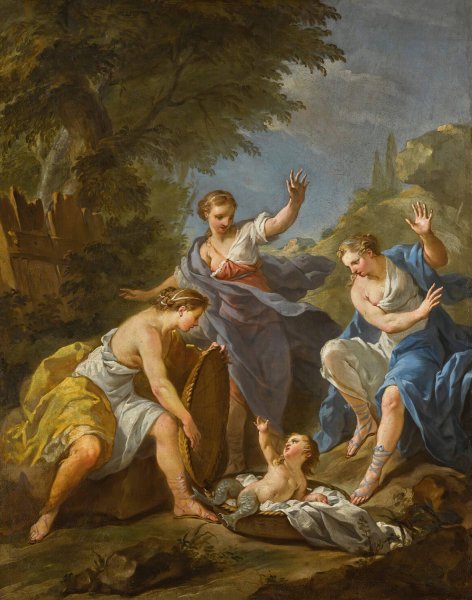 The Daughters Of Cecrops Discovering Erichthonius by Etienne Jeaurat - Hand-Painted Oil Painting Reproduction