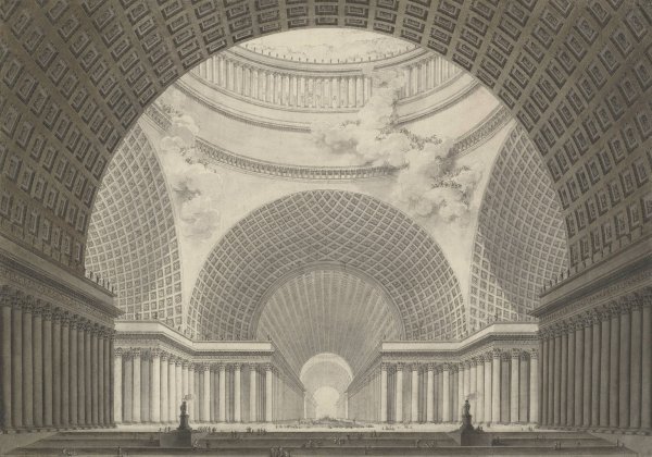 Perspective View of the Interior of a Metropolitan Church  by Etienne-Louis Boullee - Hand-Painted Oil Painting Reproduction