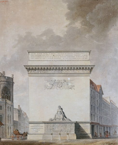 Projet de fontaine a la Pointe Saint-Eustache  by Etienne-Louis Boullee - Hand-Painted Oil Painting Reproduction