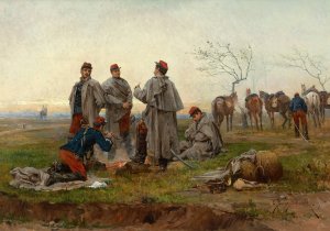A Cavalry Halt by Etienne-Prosper Berne-Bellecour Oil Painting