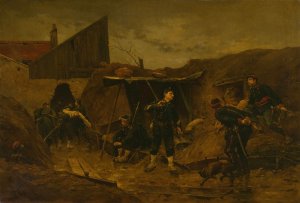 Dans la Tranchee by Etienne-Prosper Berne-Bellecour Oil Painting