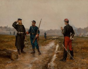 Straight across the lines by Etienne-Prosper Berne-Bellecour Oil Painting