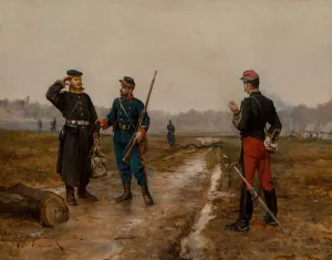 Straight across the lines by Etienne-Prosper Berne-Bellecour Oil Painting