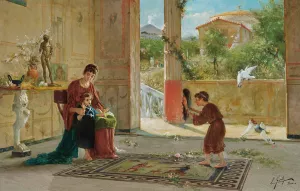 A Surprise Visitor by Ettore Forti Oil Painting