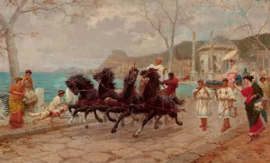 Parade Scene, Rome by Ettore Forti Oil Painting