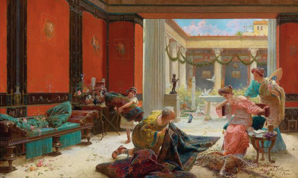 The Carpet Seller by Ettore Forti - Hand-Painted Oil Painting Reproduction