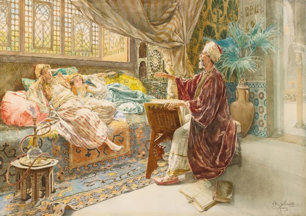 Main Product Photo of Afternoon Lessons Painting by Ettore Simonetti